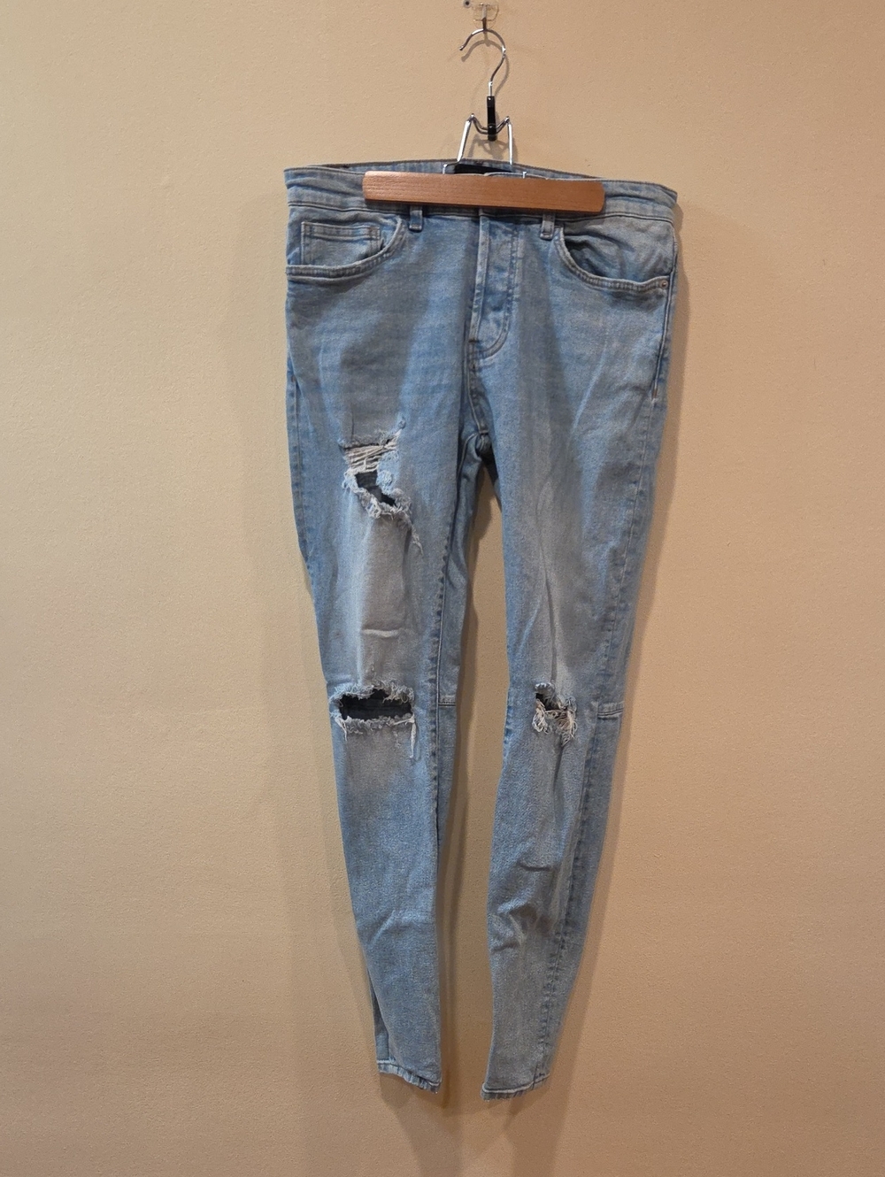 Forever 21 Light Blue Ripped Skinny Jeans